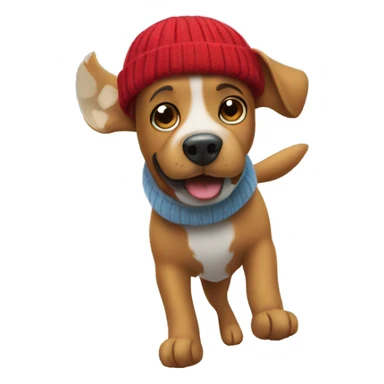 Dog with beanie flying over city sticker