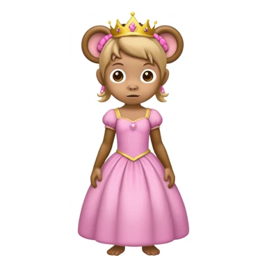 a monkey with braces, whereing a pricess dress, and pigtails sticker