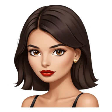 Glamorous model with dark hair and full lips, Emily Ratajkowski portrait sticker