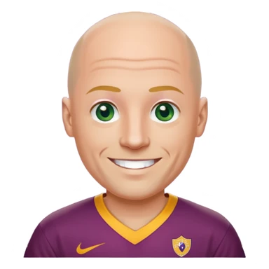 young-ish 50 year old man dressed in a brisbane broncos jersey, bald head, fair skin, happy face, blueish green eyes sticker