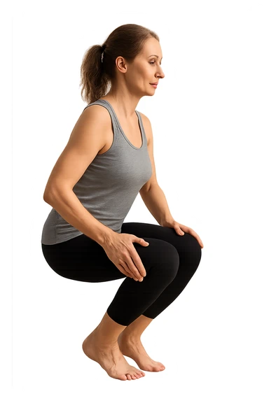 Donna che fa i polpacci per la circolazione linfatica immagine realistica sticker