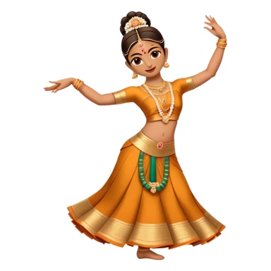 cinematic-realistic-bharatanatyam-dance-emoji,-depicted-as-an-elegant-classical-indian-dance-performance-with-graceful-poses,-intricate-costumes,-and-expressive-hand-gestures,-rendered-with-rich-textures-and-warm-dramatic-lighting, single dancer sticker