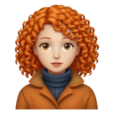 Woman with Orange Curly Hair – Shoulder-length orange curls wearing winter clothes




 sticker