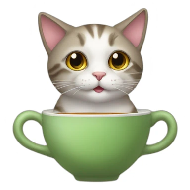 cat drink tea sticker