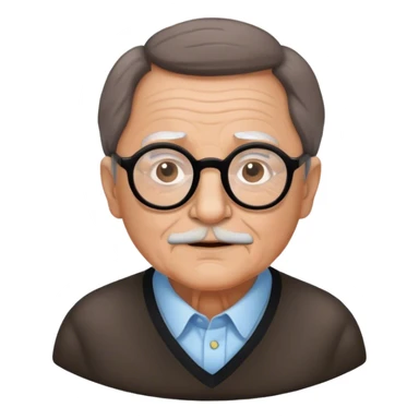 wrinkly old manwhite-male-brown-hair-black-round-glasses sticker