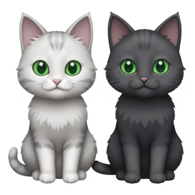 2 different coloured small cats including a dark grey and white and a completely solid dark grey with green eyes and only white paws sticker