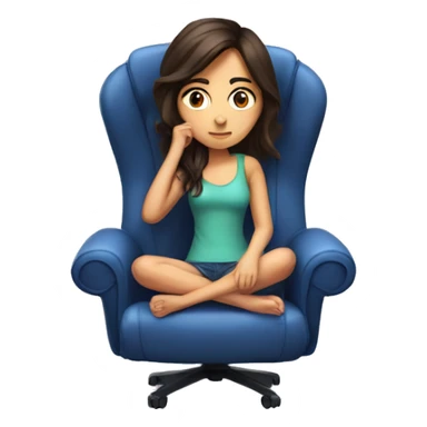 brunette girl thinking on a Gaming chair sticker