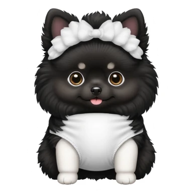 black pomeranian with white diaper sticker