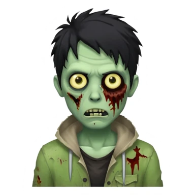 crie um emoji de zumbi homen de cabelo preto bagunçado assim🧟 sticker