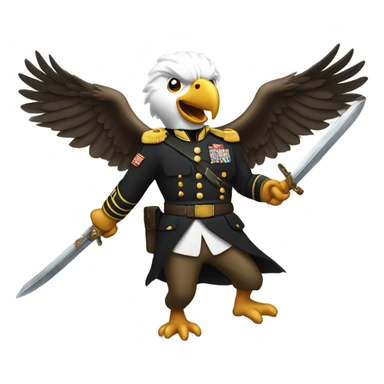 Eagle attacking a war general sticker