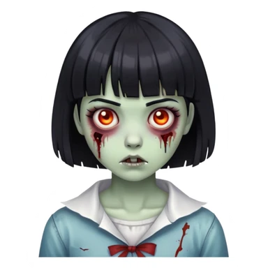 zombie girl cabelo curto preto com franja sticker