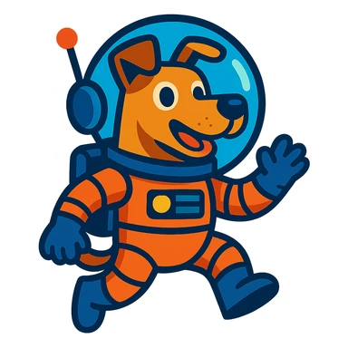 vibrant cartoon style perro astronauta sticker