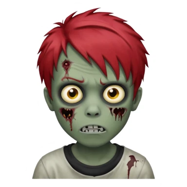 Boy, zombie, red hair, medium short, emo, shaggy, dark, spooky, creepy expression sticker