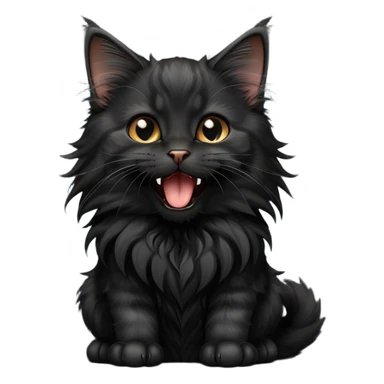 cinematic-yawning black-maine-coon-kitten-portrait-emoji,-head-tilted-playfully-and-inquisitively,-sleek--black-fur,-simplified-yet-adorable-features,-highly-detailed,-glowing-with-a-warm,-friendly-glow  sticker