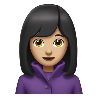 Girl with black straight hair and purple eyes and a purple coat  sticker
