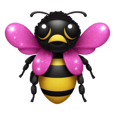 Hot pink and black bumble bee with glitter sticker