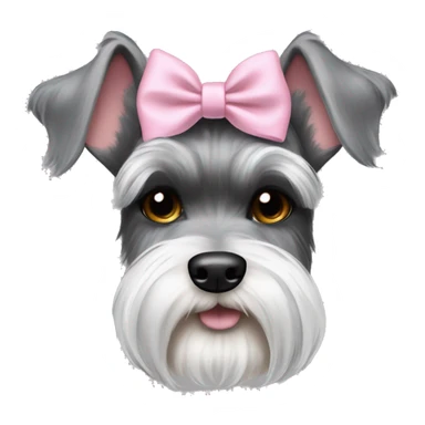 schnauzer pointy ears pink bow grey  sticker