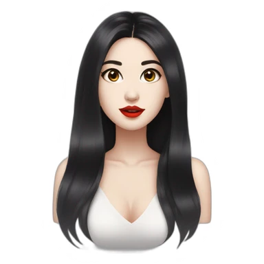 Beautiful young woman,Black hair,long hair,White skin,oval face,big eyes,Blackeyes,Redlips,Chinese sticker