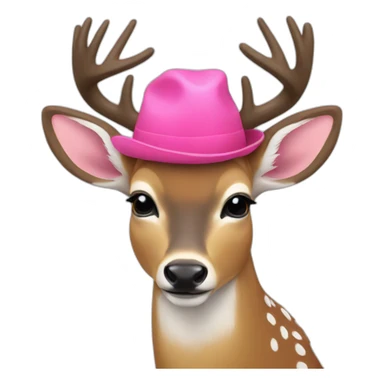 A deer with a pink hat sticker