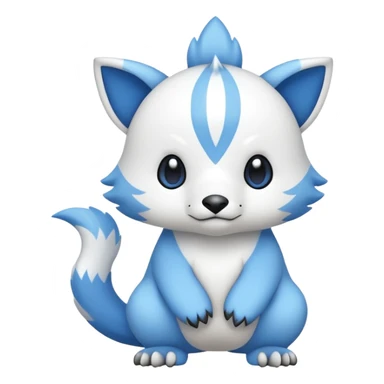 Cute cool white blue animal hybrid Fakemon full body sticker