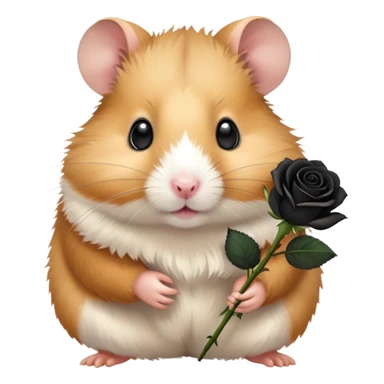 Hamster holding a black rose sticker