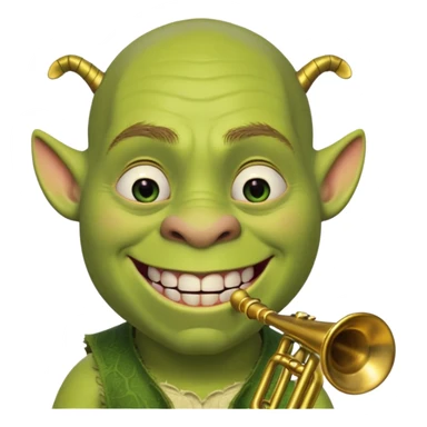 shrek sans cheveux et deux petites oreilles en forme de trompettes une sur chaque cote de son crane sticker