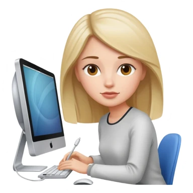 Girl working with iMac sticker
