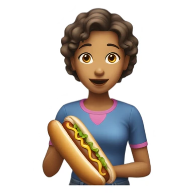 girl with hot dog in mouth sticker