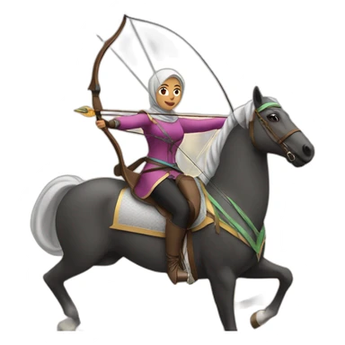 hijabi doing archery on horseback sticker