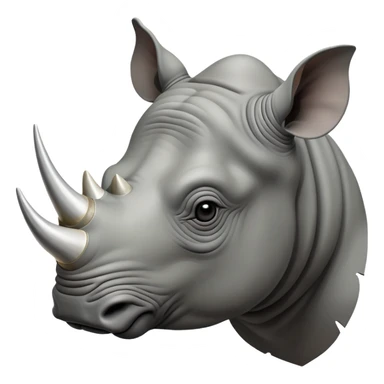 cinematic-noble--rhinoceros-portrait-emoji,slate-grey-hide--poised-and-regal,-with-a-massive,-powerful-build-and-a-thick, -deep-set-soulful-piercing-eyes,-simplified-yet-sharp-and-sophisticated-features,-highly-detailed,-large-black-eyes, zoomed out showing shoulders, large white horn  sticker