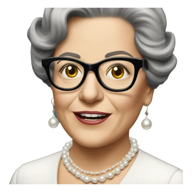 Rita Cowell with glasses and pearl necklace sticker