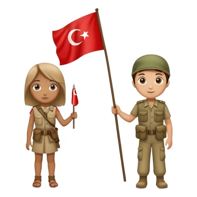 Girl holding Turkish  flag and boy holding Afghanistan flag  sticker