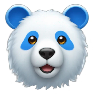 ours bleu de face avec des petites oreilles bleues et le milieu du corps en pelage blanc sticker