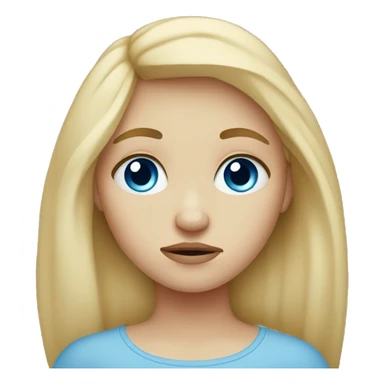 sad blonde girl with blue eyes sticker