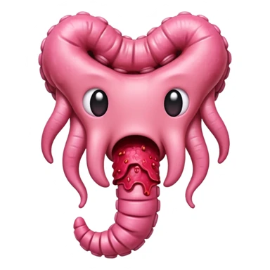 an emoji style image of a bleeding intestine sticker