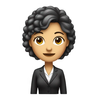 crea un avatar de una mujer empresaria, castaña oscura y pelo rizad sticker