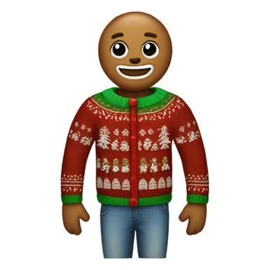 Gingerbread man dressed in a Christmas sweater sticker