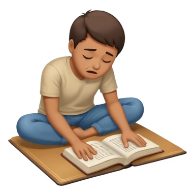 Person on the floor crying over a book sticker