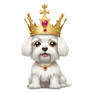 A Maltese wearing a crown sticker