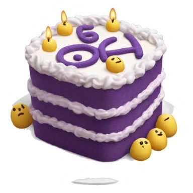 Purple Colored bento birthday with frosting and written on the cake "happy birthday in curly letters sticker