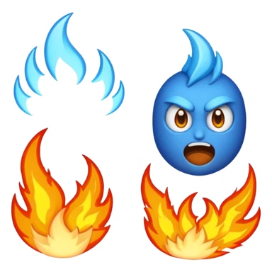 Rayos, centellas y fuego con expresiones de furia extrema azul sticker