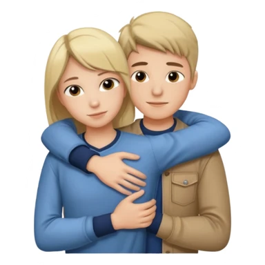 Couple hugging each other but the boy has mustang sticker