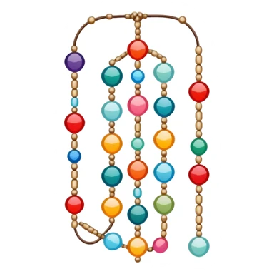 Beadwork icon, colorful beads threaded on wire, intricate pattern, delicate design, minimalistic style, clean lines, transparent background. sticker