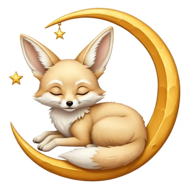 fennec sleeping on a moon sickle  sticker