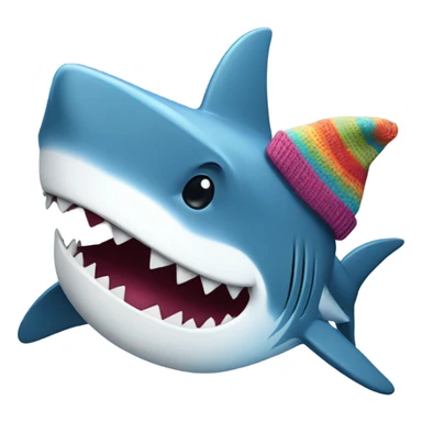 Happy shark wearing knit hat sticker