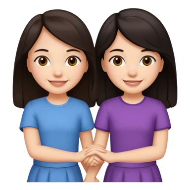 Two friends holding hands girls dark hair sticker
