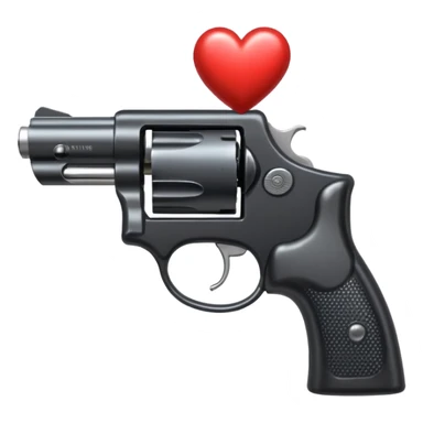 Black hand gun shooting a heart bullets out of the tip  sticker