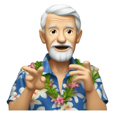 old man in hawaiian shirt blowing a kiss sticker