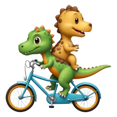 Baby dinosaur and  puppy riding a retro bike  sticker