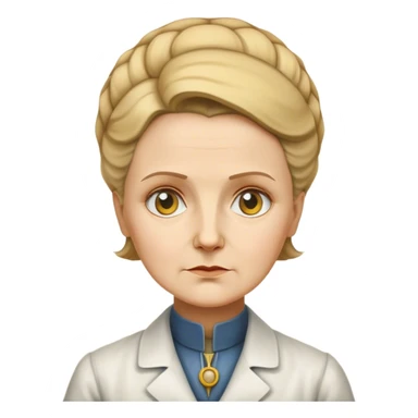 Cinematic Realistic Marie Curie Portrait Emoji, depicted as a pioneering scientist with a determined gaze in period attire, rendered with detailed textures and soft intellectual lighting that captures her groundbreaking legacy. sticker